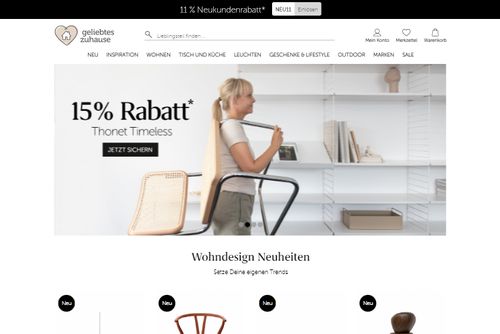 Screenshot Geliebtes-Zuhause.de Möbel u. Homedesign Online-Shop