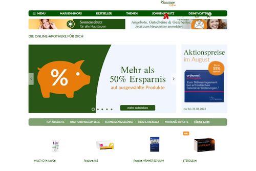 Screenshot SANICARE Versandapotheke