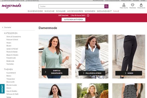 Screenshot Meyermode - Bequeme Damenmode in großen Größen bis 66
