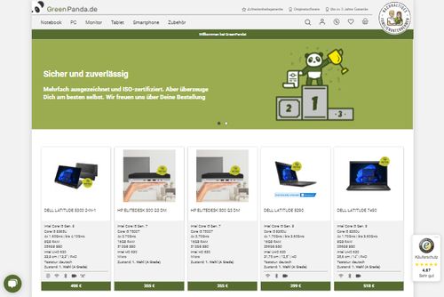 Screenshot Greenpanda gebrauchte Hardware kaufen