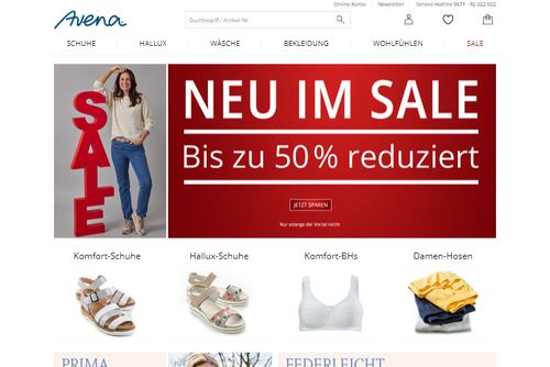 Screenshot Avena: bequeme Schuhe und Kleidung für Ihr Wohlbefinden