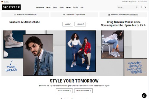 Screenshot Sidestep Schuhe & Fashion Online