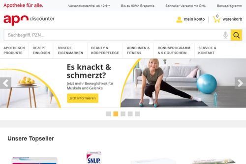 Screenshot apodiscounter - die Versandapotheke