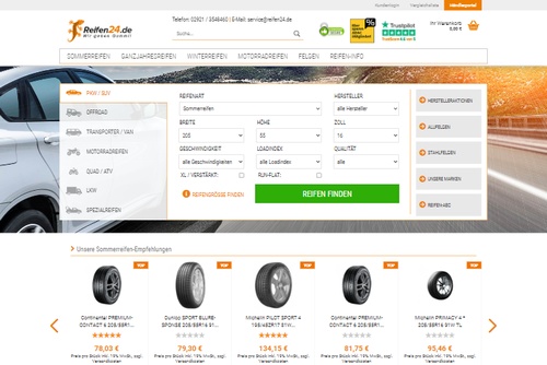 Screenshot Reifen24.de - günstig Reifen kaufen