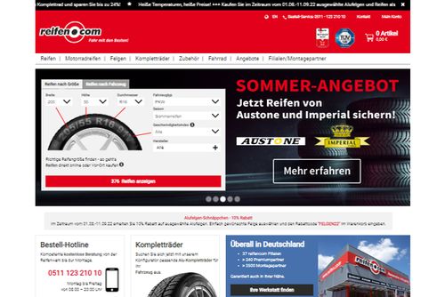Screenshot Reifen, Felgen & Kompletträder günstig kaufen | reifen.com