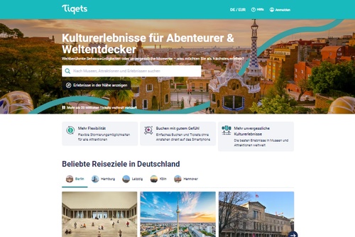 Screenshot Tiqets - Sofortige Ticketzustellung für außergewöhnliche Erlebnisse