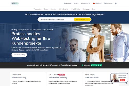 Screenshot HostEurope - Professionelle Hosting Lösungen