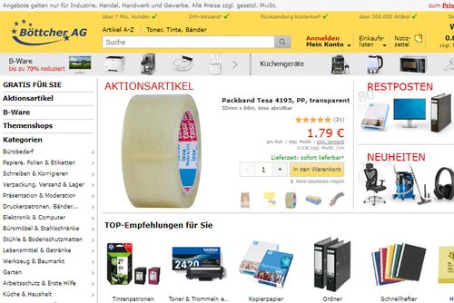Screenshot Büromarkt Böttcher AG