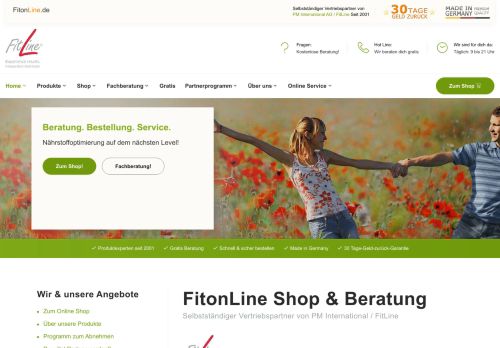 Screenshot: Fitonline - FitLine Nährstoffe für Fitness