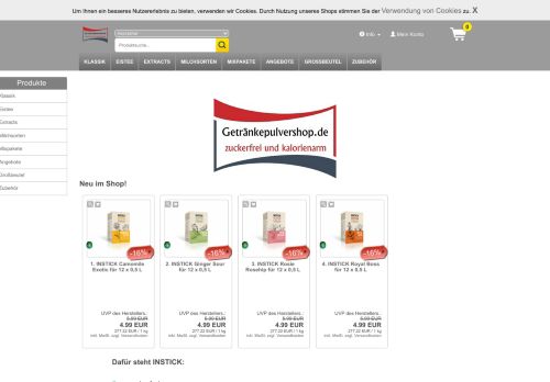 Screenshot Getränkepulvershop