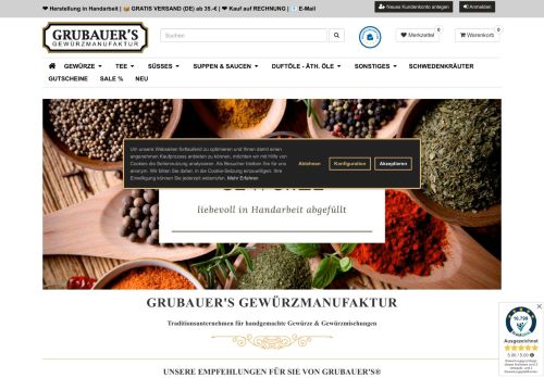 Screenshot Grubauer´s Gewürze & Tee Versand