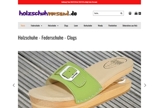 Screenshot Holzschuhe, Federschuhe und Clogs - eastmile